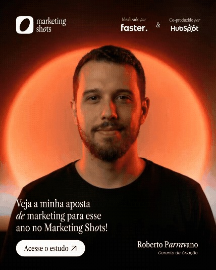 Peça do Marketing Shots com retrato de Roberto Parravano